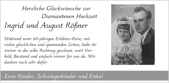 Glückwunschanzeige von Ingrid und August Rößner von Aachener Zeitung