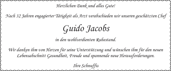 Glückwunschanzeige von Guido Jacobs von Zeitung am Sonntag