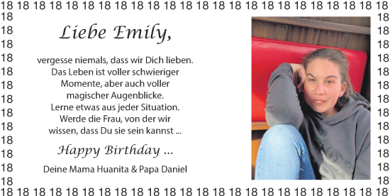 Glückwunschanzeige von Emily  von Zeitung am Sonntag