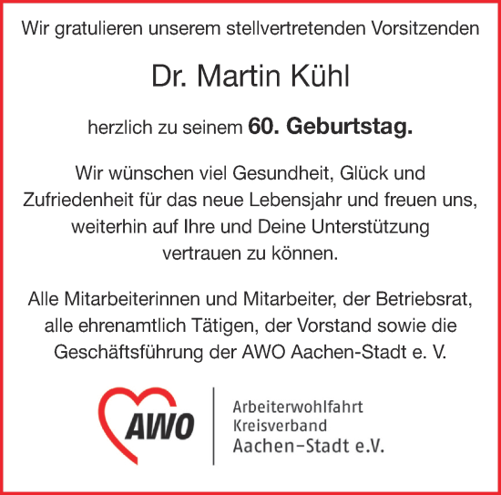 Glückwunschanzeige von Martin  Kühl von Aachener Zeitung