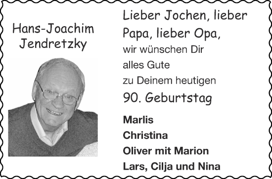 Glückwunschanzeige von Hans-Joachim Jendretzky von Aachener Zeitung