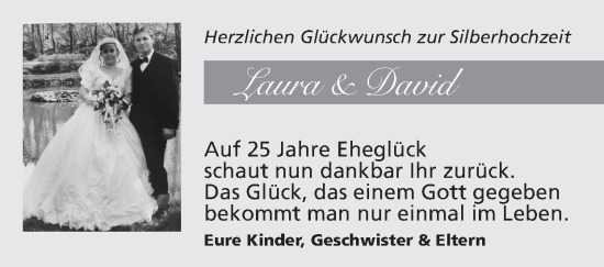 Glückwunschanzeige von Laura & David  von Zeitung am Sonntag