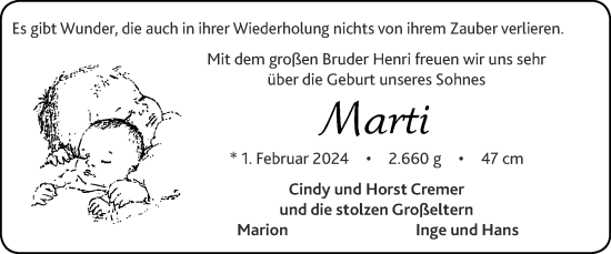 Glückwunschanzeige von Marti  von Zeitung am Sonntag