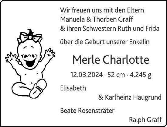 Glückwunschanzeige von Merle Charlotte Graff von Zeitung am Sonntag