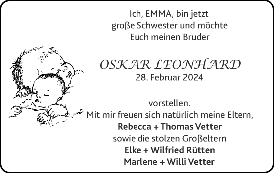 Glückwunschanzeige von Oskar Leonhard von Zeitung am Sonntag