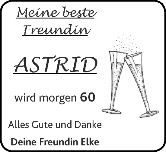 Glückwunschanzeige von Astrid  von Zeitung am Sonntag