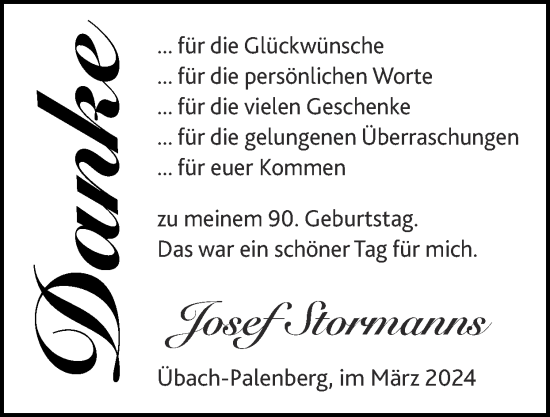 Glückwunschanzeige von Danksagung 90.Geburtstag  von Zeitung am Sonntag