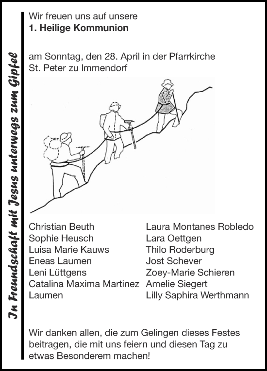 Glückwunschanzeige von Kommunion  von Zeitung am Sonntag