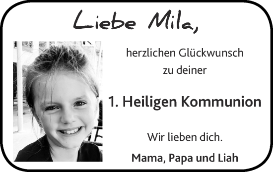 Glückwunschanzeige von Mila  von Zeitung am Sonntag