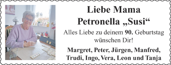 Glückwunschanzeige von Petronella  von Aachener Zeitung