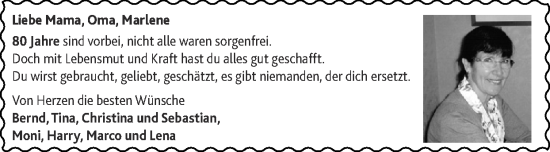 Glückwunschanzeige von 80.Geburtstag  von Zeitung am Sonntag