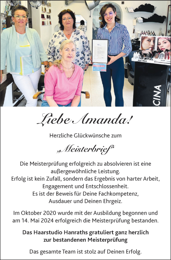 Glückwunschanzeige von Amanda!  von Zeitung am Sonntag