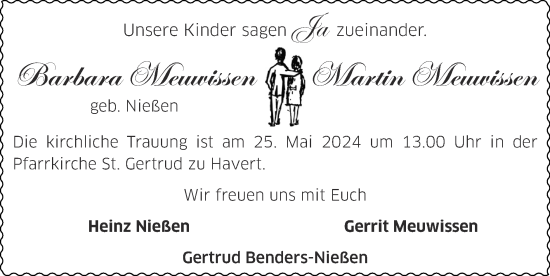 Glückwunschanzeige von Barbara und Martin Meurissen von Zeitung am Sonntag