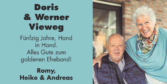 Glückwunschanzeige von Doris und Werner Vieweg von Zeitung am Sonntag