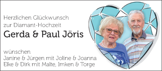 Glückwunschanzeige von Gerda und Paul Jöris von Aachener Zeitung