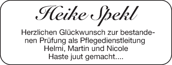 Glückwunschanzeige von Heike Spekl von Zeitung am Sonntag
