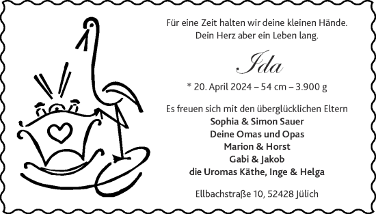 Glückwunschanzeige von Ida Sauer von Zeitung am Sonntag