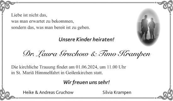 Glückwunschanzeige von Laura und Timo Gruchow, Krampen von Zeitung am Sonntag