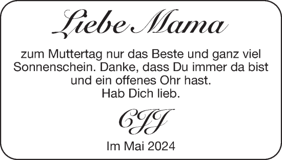 Glückwunschanzeige von Mama  von Zeitung am Sonntag