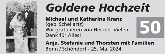 Glückwunschanzeige von Michael und Katharina Kranz von Aachener Zeitung