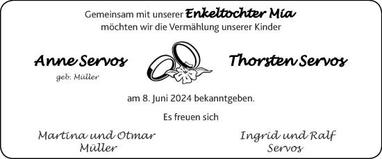 Glückwunschanzeige von Anne und Thorsten Servos von Zeitung am Sonntag