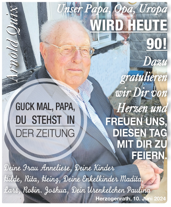 Glückwunschanzeige von Arnold  Quix von Aachener Zeitung