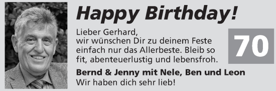 Glückwunschanzeige von Gerhard  von Aachener Zeitung