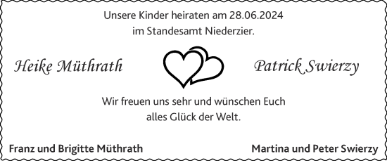Glückwunschanzeige von Heike und Patrick  von Zeitung am Sonntag