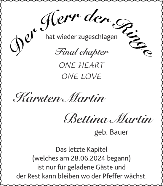 Glückwunschanzeige von Karsten Martin von Zeitung am Sonntag