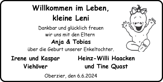 Glückwunschanzeige von Leni  von Zeitung am Sonntag