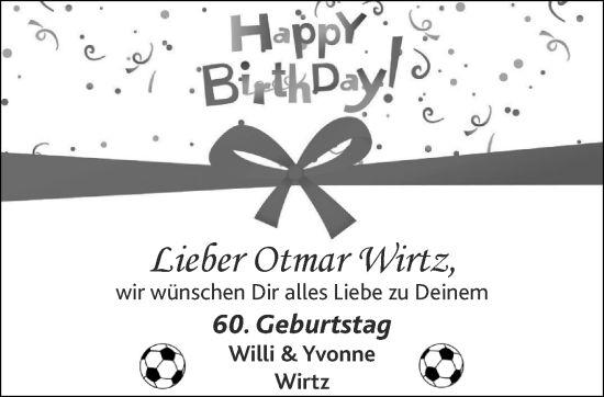 Glückwunschanzeige von Otmar Wirtz von Aachener Zeitung