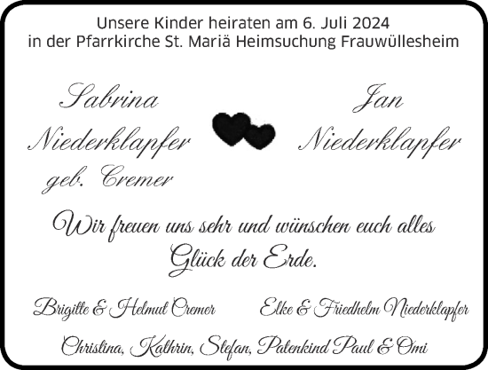 Glückwunschanzeige von Sabrina Niederklapfer von Zeitung am Sonntag