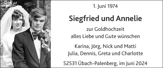 Glückwunschanzeige von Siegfried und Annelie  von Zeitung am Sonntag
