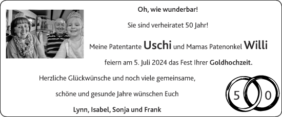 Glückwunschanzeige von Uschi  von Zeitung am Sonntag