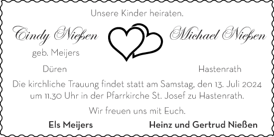 Glückwunschanzeige von Cindy und Michael Nießen von Zeitung am Sonntag