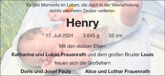 Glückwunschanzeige von Henry  von Zeitung am Sonntag