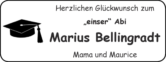 Glückwunschanzeige von Marius Bellingradt von Zeitung am Sonntag