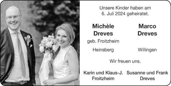 Glückwunschanzeige von Michèle und Marco Dreves von Zeitung am Sonntag