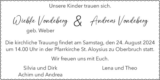 Glückwunschanzeige von Wiebke und Andreas Vondeberg von Zeitung am Sonntag