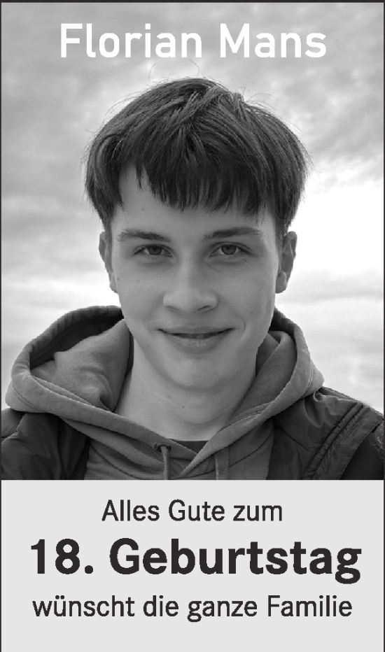 Glückwunschanzeige von Florian Mans von Zeitung am Sonntag