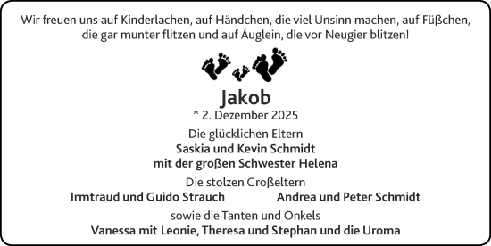 Glückwunschanzeige von Jakob  von Zeitung am Sonntag