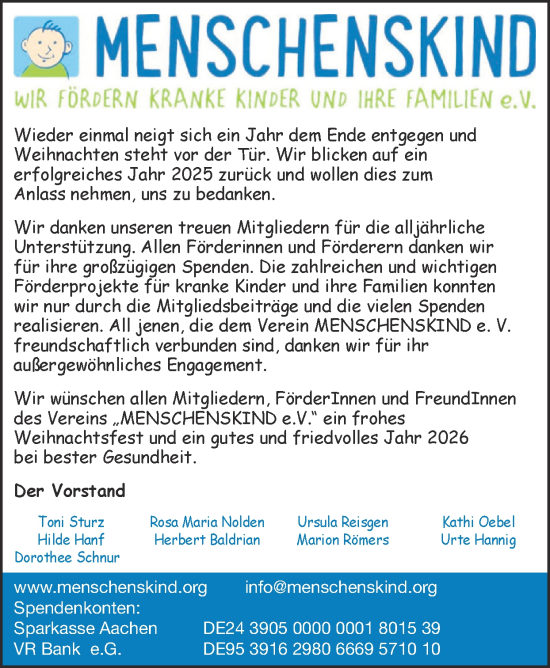 Glückwunschanzeige von Mitgliedern, FörderInnen und FreundInnen  von Zeitung am Sonntag