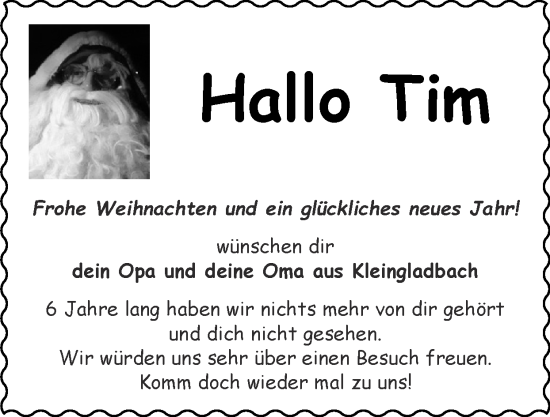 Glückwunschanzeige von Tim  von Zeitung am Sonntag
