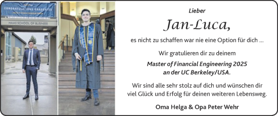 Glückwunschanzeige von Jan-Luca  von Zeitung am Sonntag