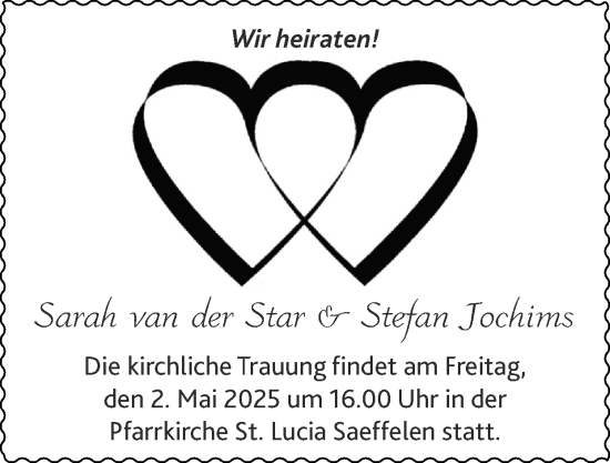 Glückwunschanzeige von Sarah & Stefan   von Zeitung am Sonntag