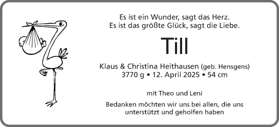 Glückwunschanzeige von Till Heithausen von Zeitung am Sonntag