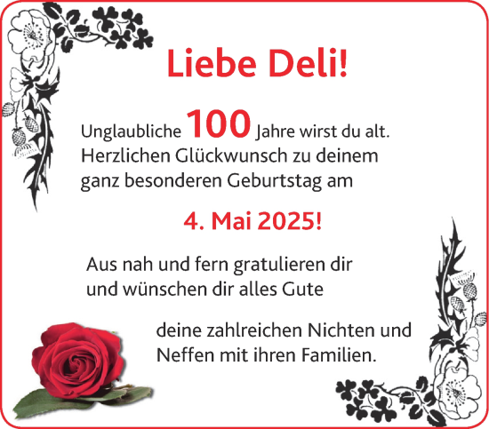 Glückwunschanzeige von Deli  von Aachener Zeitung