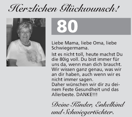 Glückwunschanzeige von Mama  von Zeitung am Sonntag