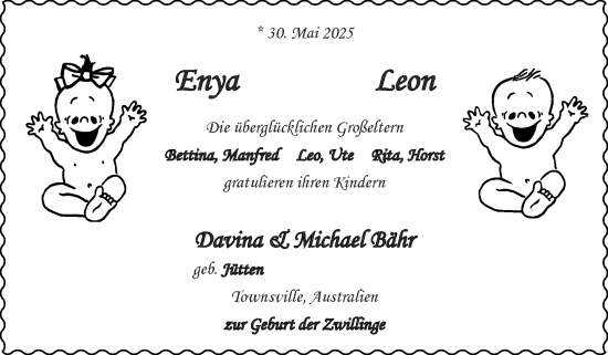 Glückwunschanzeige von Eny und Leon  von Zeitung am Sonntag