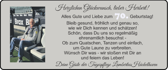 Glückwunschanzeige von Herbert  von Zeitung am Sonntag